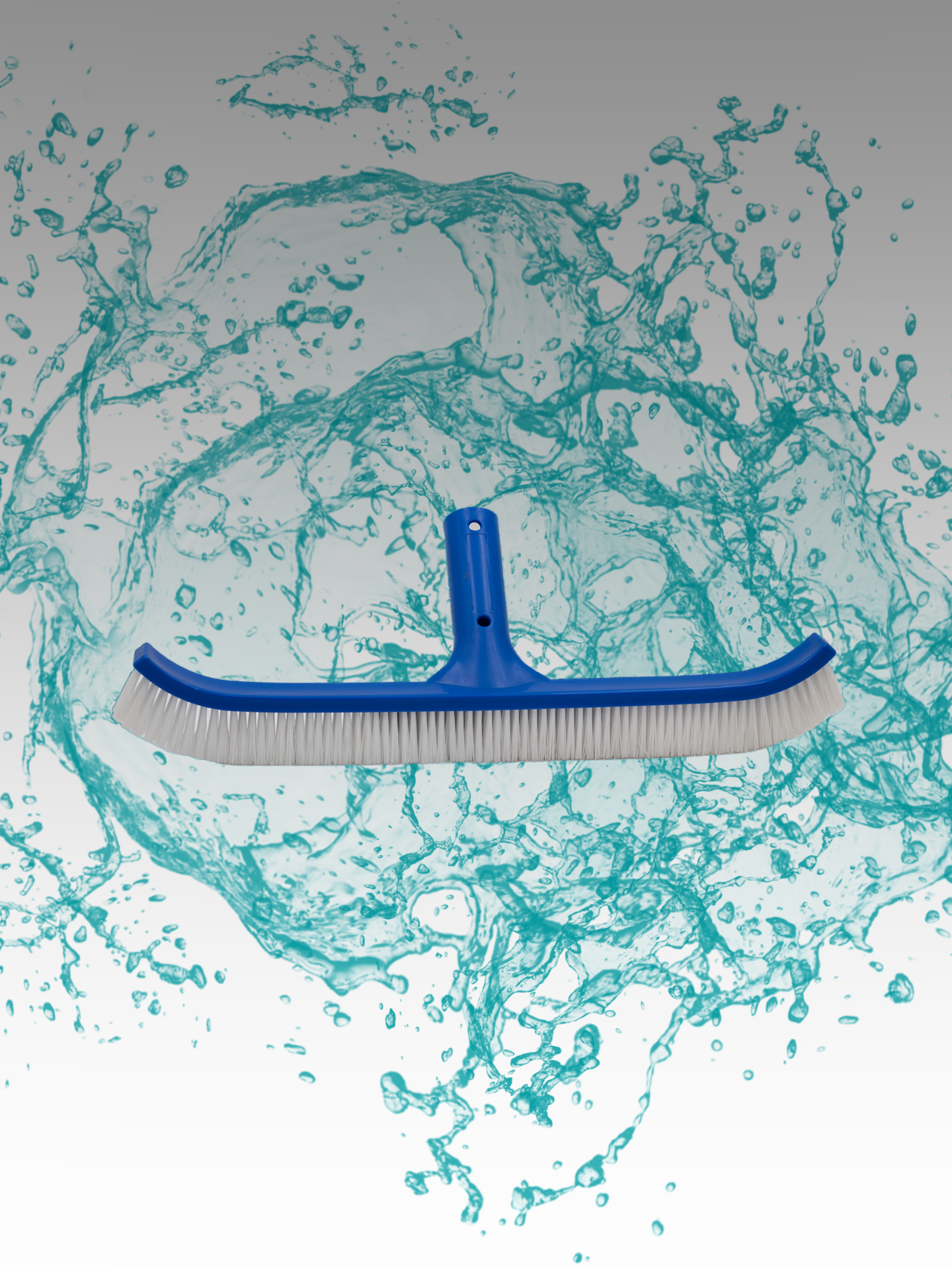 360mm brush with a splash of water and debris around it, indicating its use for cleaning pools.
