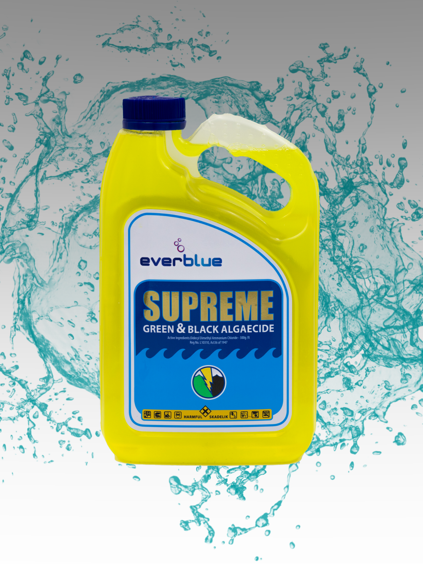 A yellow bottle of Supreme Algaecide 