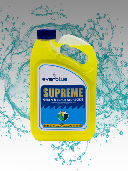 A yellow bottle of Supreme Algaecide 